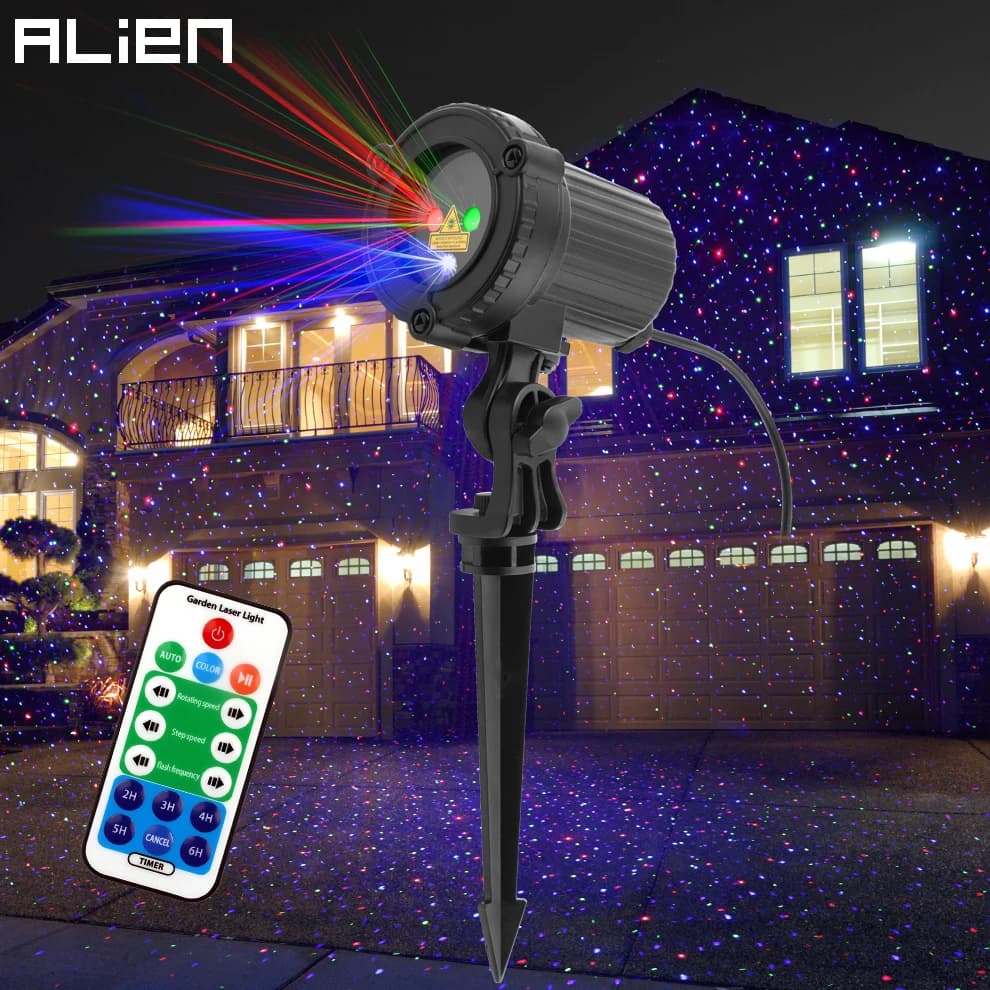 ALIEN A Distanza di RGB In Movimento Statico Star Laser di Natale Proiettore di Luce del Giardino Esterno Impermeabile di Natale Albero Decorativo Luci Doccia