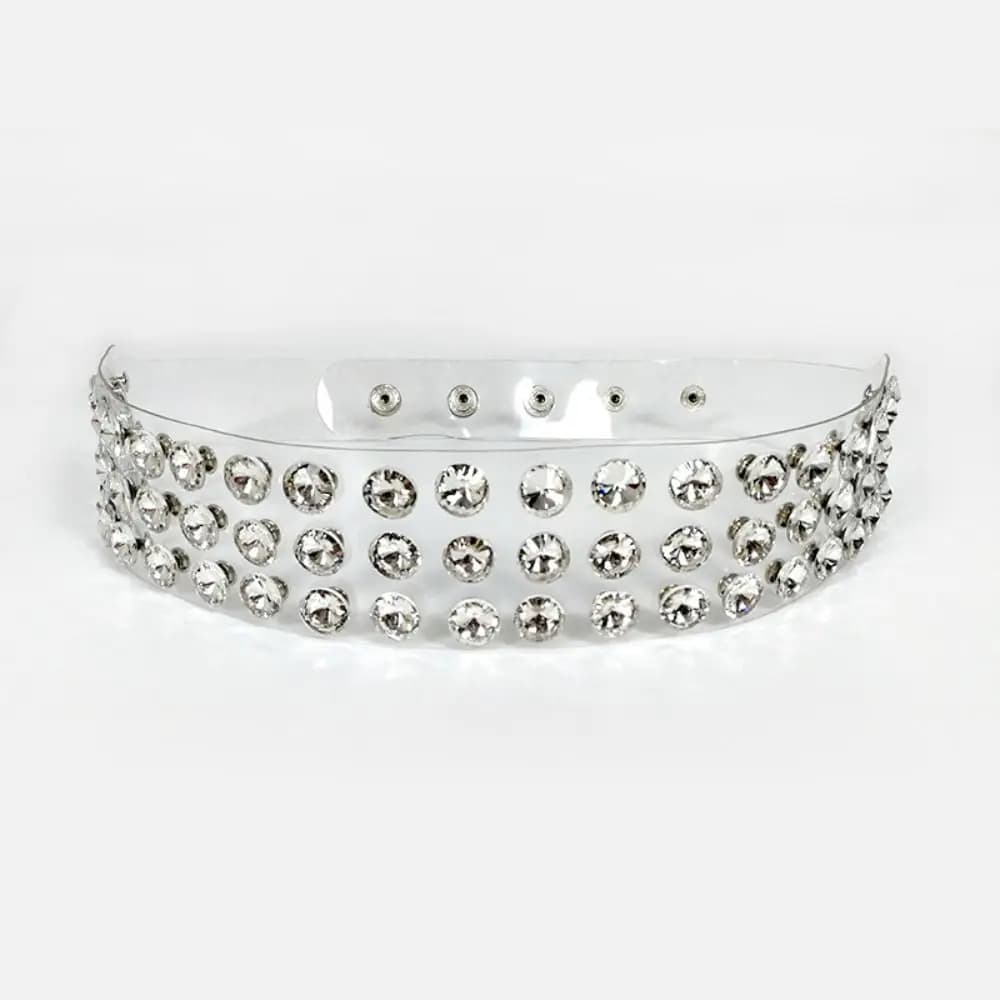 Luxury Silver Rhinestone Transparent Waistband Pearl Decoration Wide Clearing PVC Belts Female Belt Corset Cummerbund Waistband