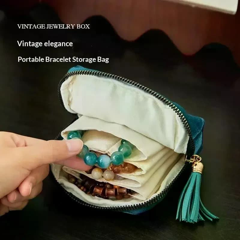 NUOVA borsa portaoggetti a 5 strati in velluto per gioielli, custodia per orologi, bracciali, anelli, orecchini, custodia portatile da viaggio per gioielli