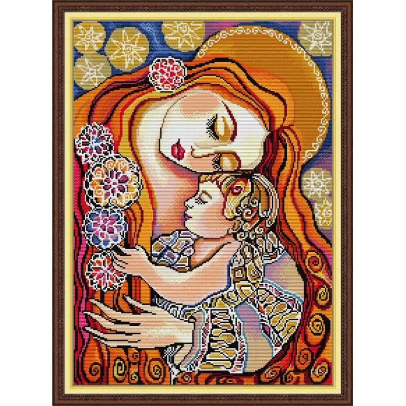 Mother Love 4 11CT 14CT Cross Stitch Embroidery Needlework Set Floral Printed Embroidery Kit Crafts DIY Home Decoration Wall Art