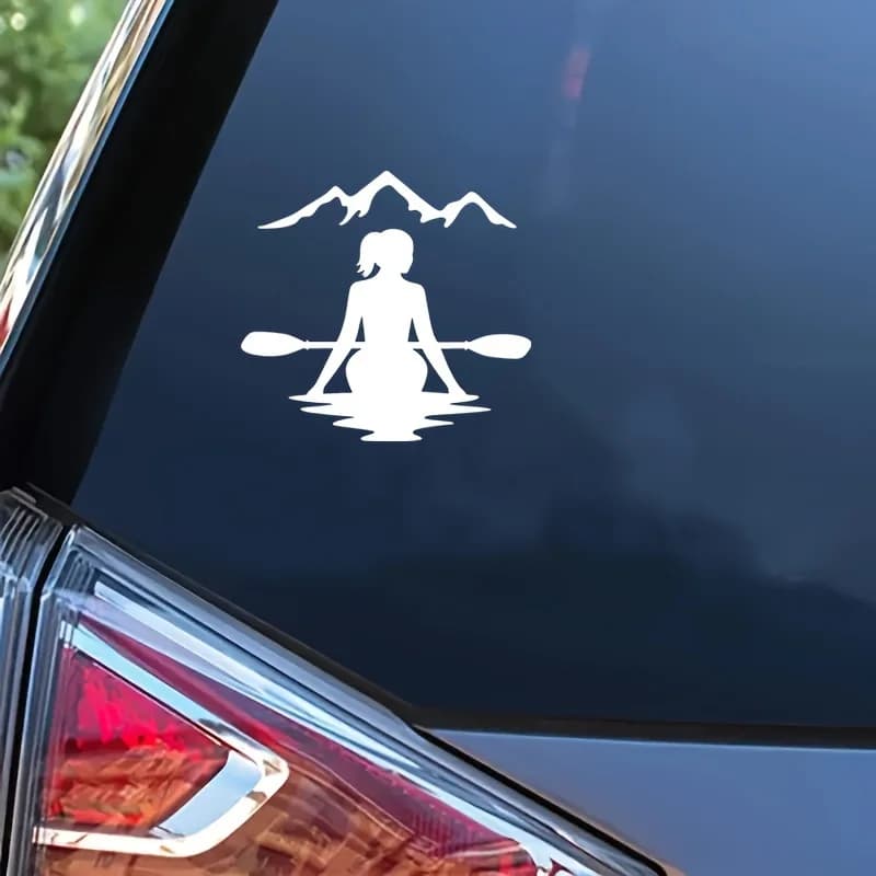 Kayak Sticker for Car Laptop Truck Wall Woman Paddling Waterproof UV Resistant Vinyl Decal