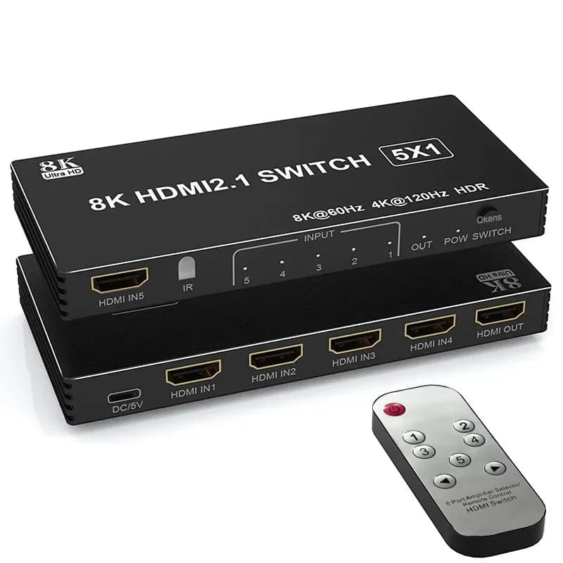 8K 60Hz HDMI 2.1 Switch 5x1 HDMI Switcher convertitore Video 4K 120Hz 5 in 1 Out HDR10 3D per Xbox PS5 Laptop PC a TV proiettore