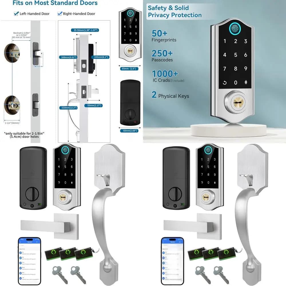 Serratura Intelligente con Controllo App, Accesso Senza Chiave, Tastierino Digitale, Chiusura Automatica, Finitura Nichel Satinato