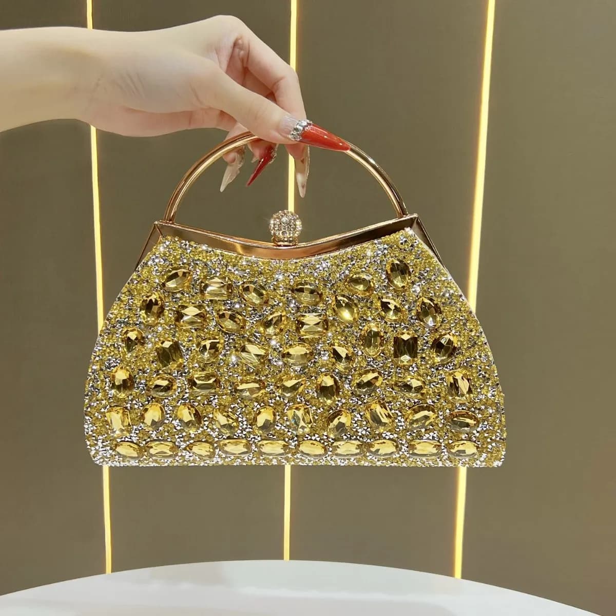 Diamond handbag, high-end light luxury dinner clutch bag, dress bag, shoulder messenger women's bag
