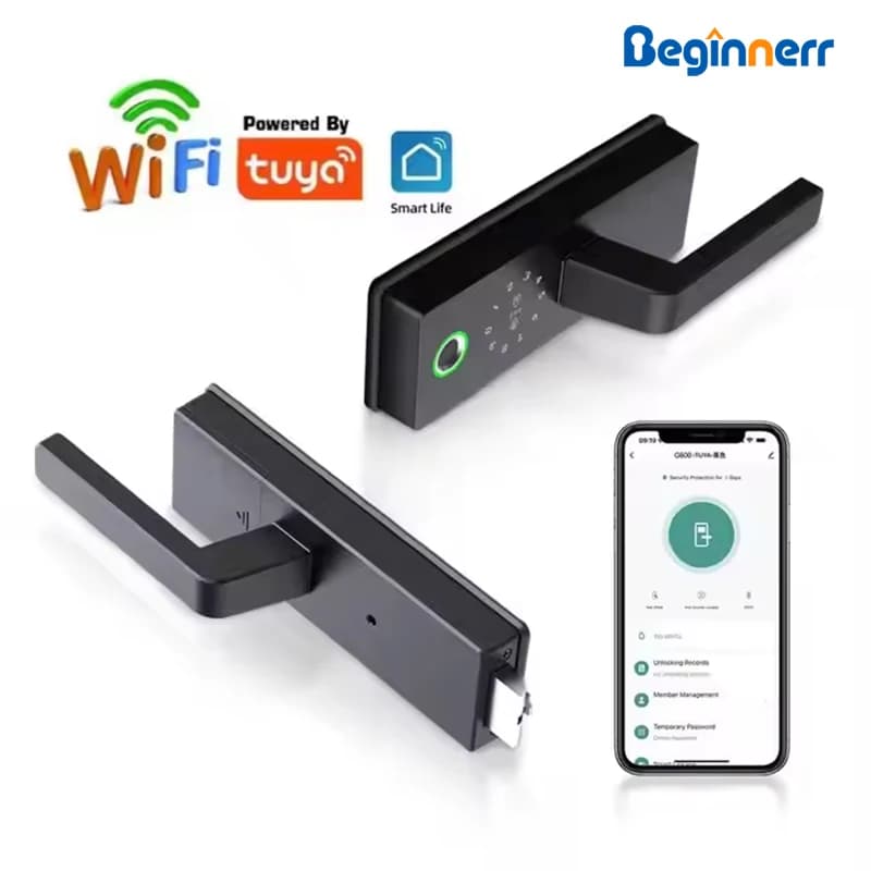 Serratura per porta divisoria intelligente tuya wifi impronta digitale password chiave della carta Serratura elettronica digitale in vetro