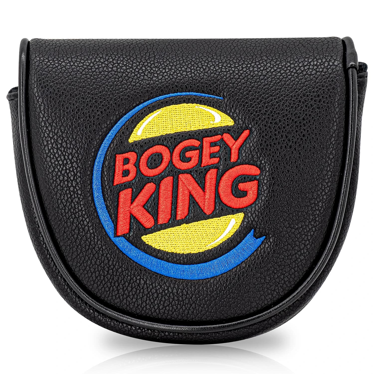 1PC Black Circular Embroidery Mallet Putter Head Cover, Fashion Golf Putter Protective Sleeve, Universal Fit for Most Putters