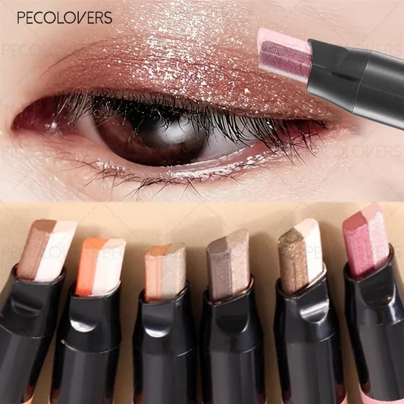 Stick Ombretto Bicolore, Illuminante Occhi, Ombretto Pratico, Applicazione con un Solo Tocco, Impermeabile, Opzioni Multicolore, Cosmetici per Occhi