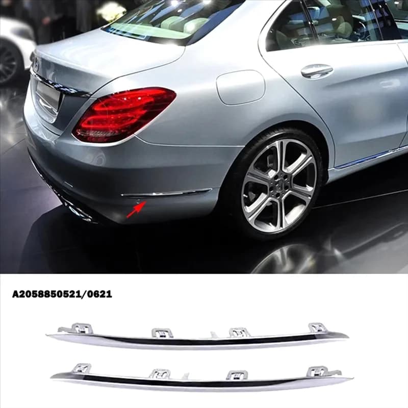 A04E-Paraurti posteriore Lip Spoiler Chrome Trim Kit di accessori per Mercedes Benz Classe C W205 C180 C200 C250 C63AMG A2058850521 A2058850
