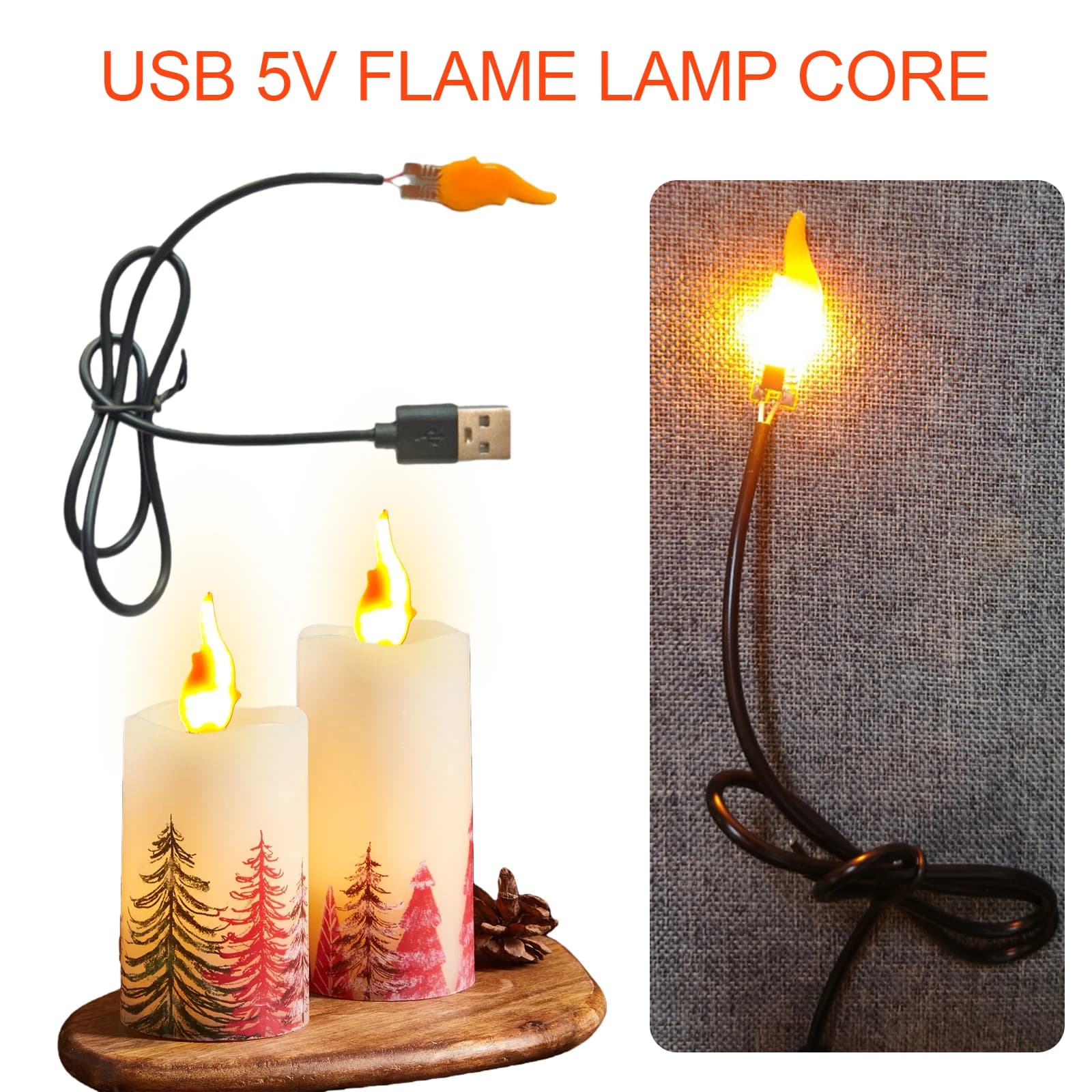 Candle bulbs with Flame Effect, Design Plug and Play, for Interior and Outer Decorations, Festivals, Patio and Home