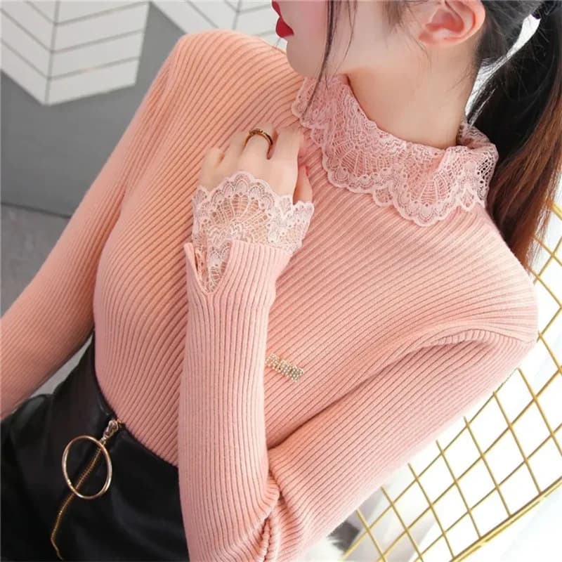 Maglione da donna Pullover Dolcevita lavorato a maglia invernale Manica lunga Maglione sottile Top 2025 Camicie casual da donna Abbigliamento morbido caldo Y2K