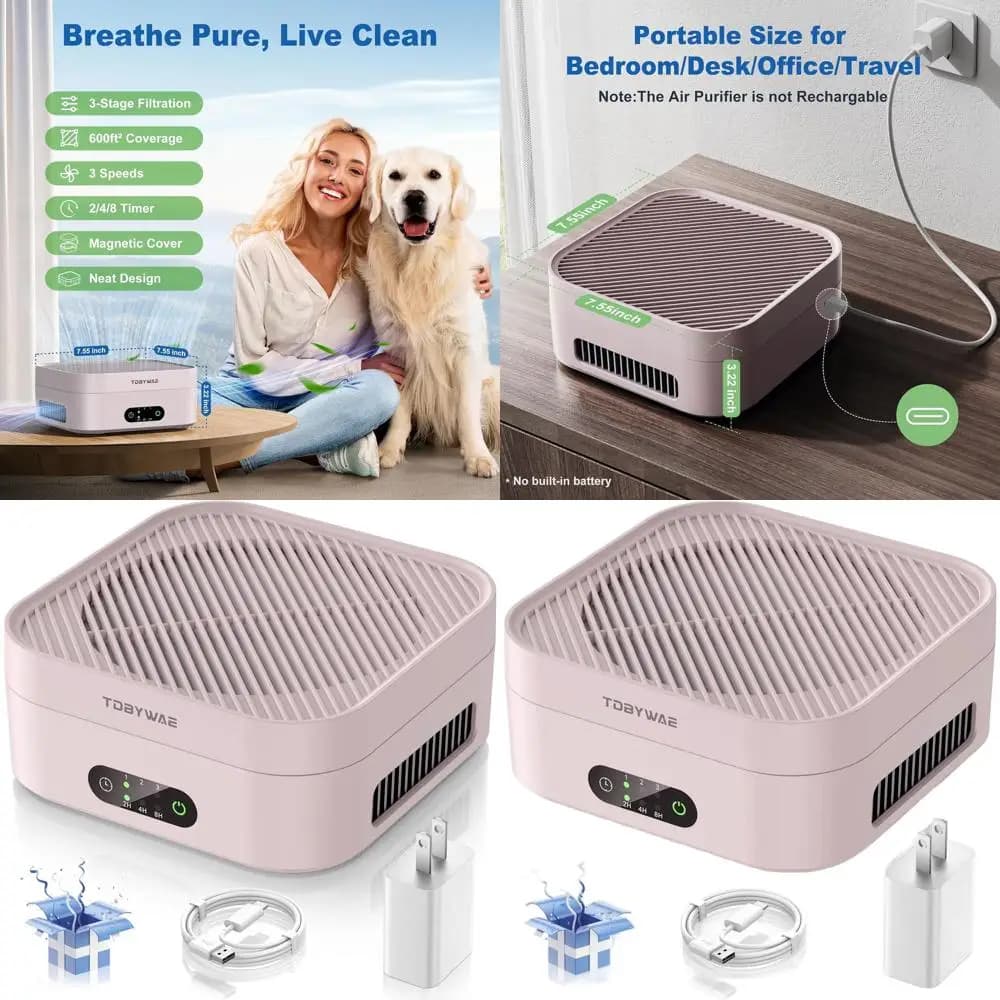 Purificatore d'aria HEPA per casa o camera da letto fino a 600 piedi quadrati, adatto per animali domestici, polvere, polline, odori e fumo, con ventola silenziosa.