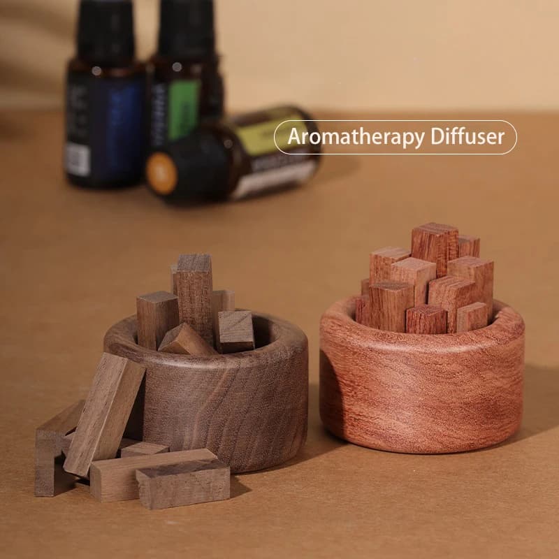 Diffusore di Oli Essenziali in Legno Naturale Senza Fiamma, Diffusore di Aromi per Aromaterapia, Decorazione per Casa e Ufficio