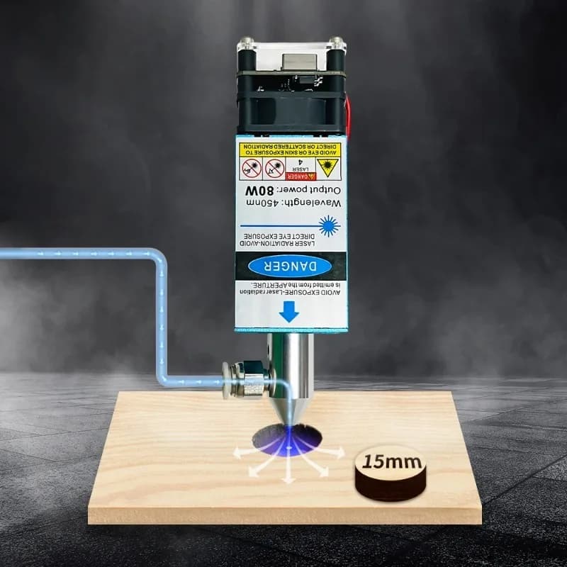 Modulo Laser 80W/40W 450nm TTL Blu con Assistenza Aria per Macchine da Taglio CNC, Incisione Laser e Utensili Fai-da-te per la Lavorazione del Legno