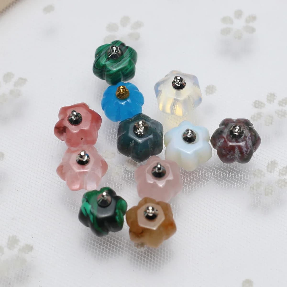 Mixed Color Natural Stone Gemstone Pumpkin Shape Small Pendant Delicate Toy Pendulum DIY Jewelry Making Accessories for Necklace