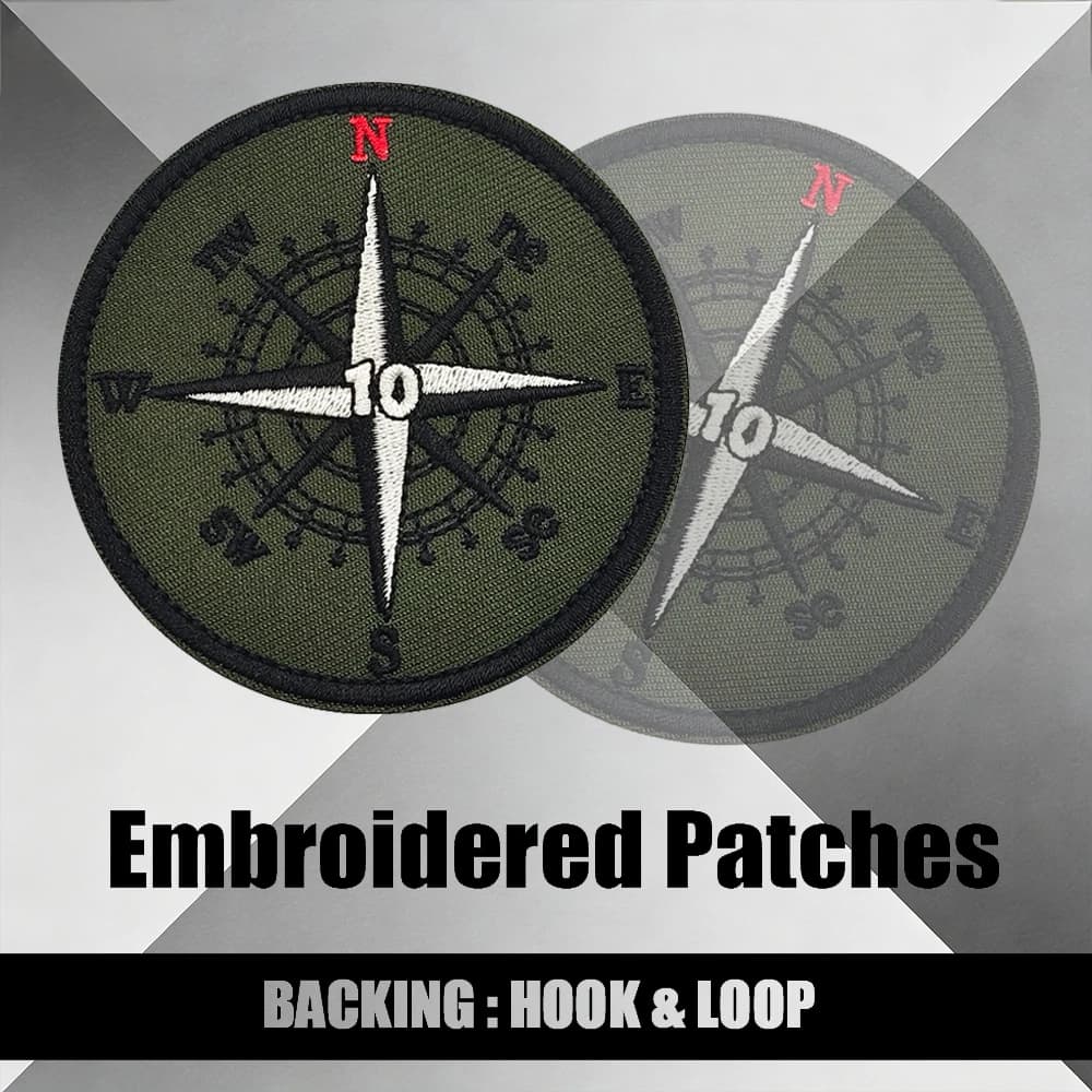 10th Anniversary Compass Tactical Patch Embroidered North Arrow Military Badge for Tactical Backpacks And Vests