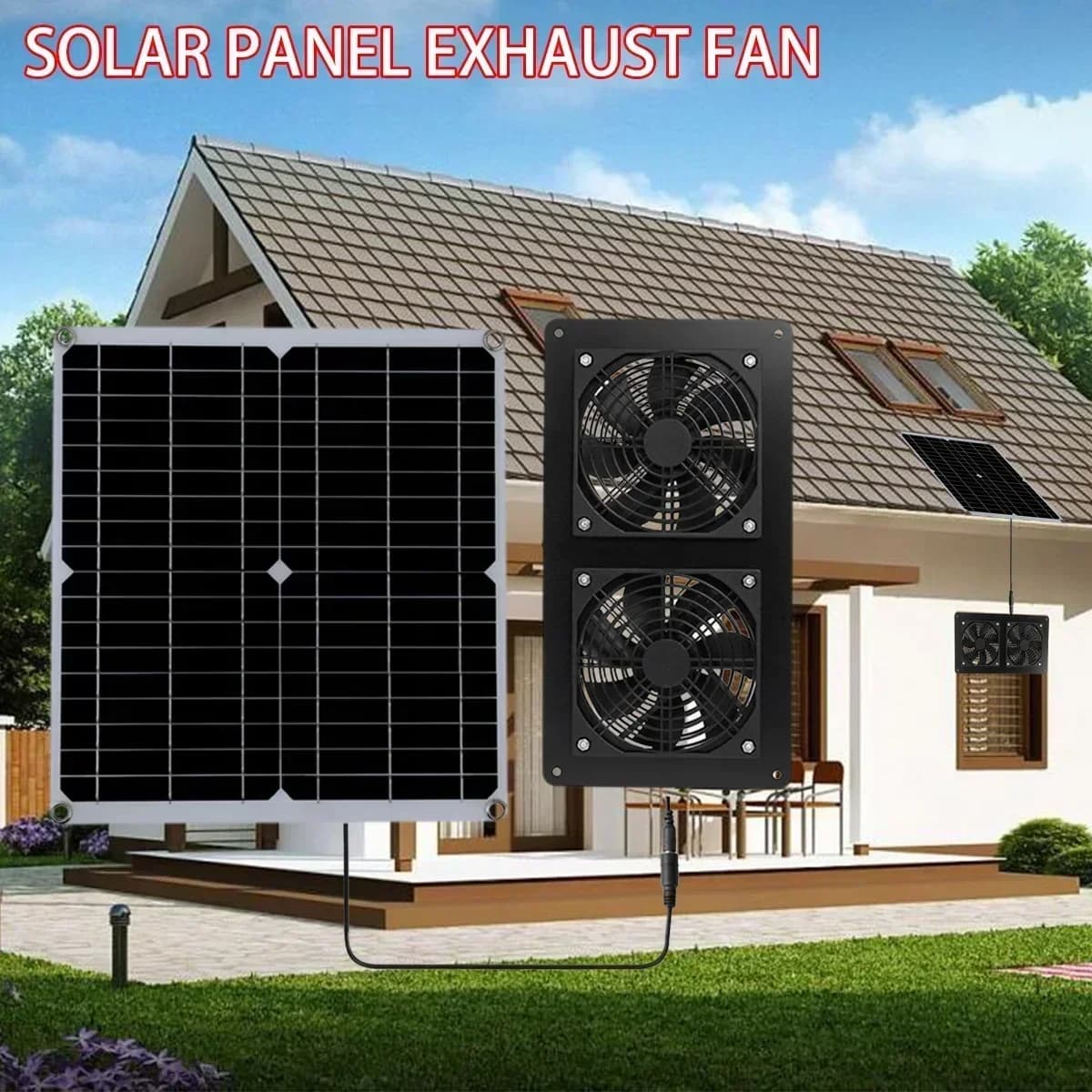Ventilatore di scarico doppio del pannello solare esterno di alta efficienza per la temperatura di raffreddamento della pompa dell'aria del ventilatore della serra del camper del magazzino del cane