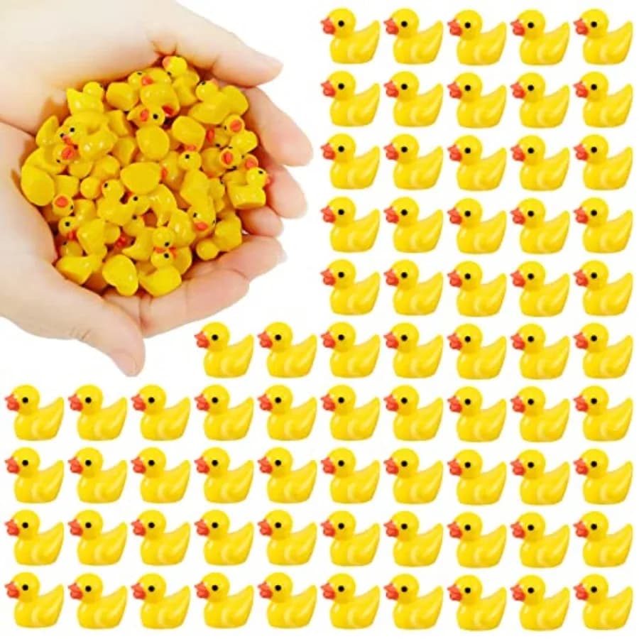 100 Pcs Mini Resin Ducks Bulk Tiny Ducks Set for Potted Miniature Decoration Garden Dollhouse Cake Decoration DIY Slime Kit Cra