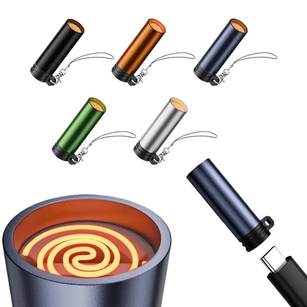 Mini accendino di tipo C con spegnimento automatico di accensione per viaggi aerei all'aperto, nessuna batteria, nessuna fiamma, adattatore per accendisigari USB C