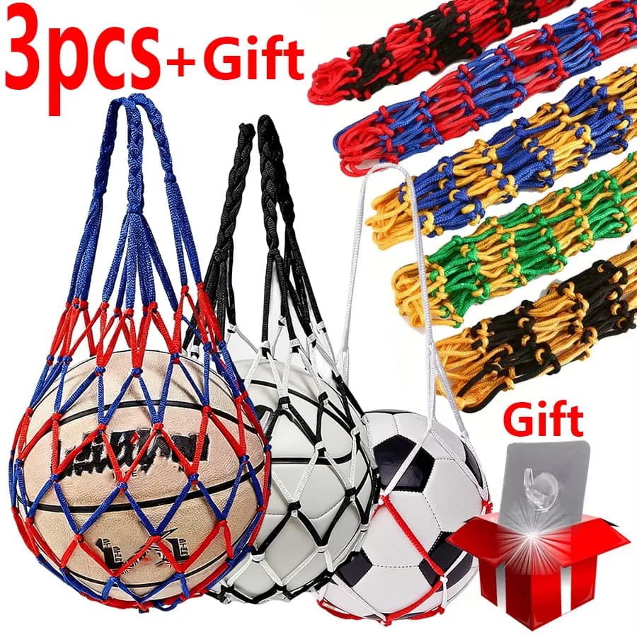 Set of 3 Basketball Bags with Gift, Assorted Colors, Nylon Reinforced, Basketball, Football and Volleyball Sports Training Bag