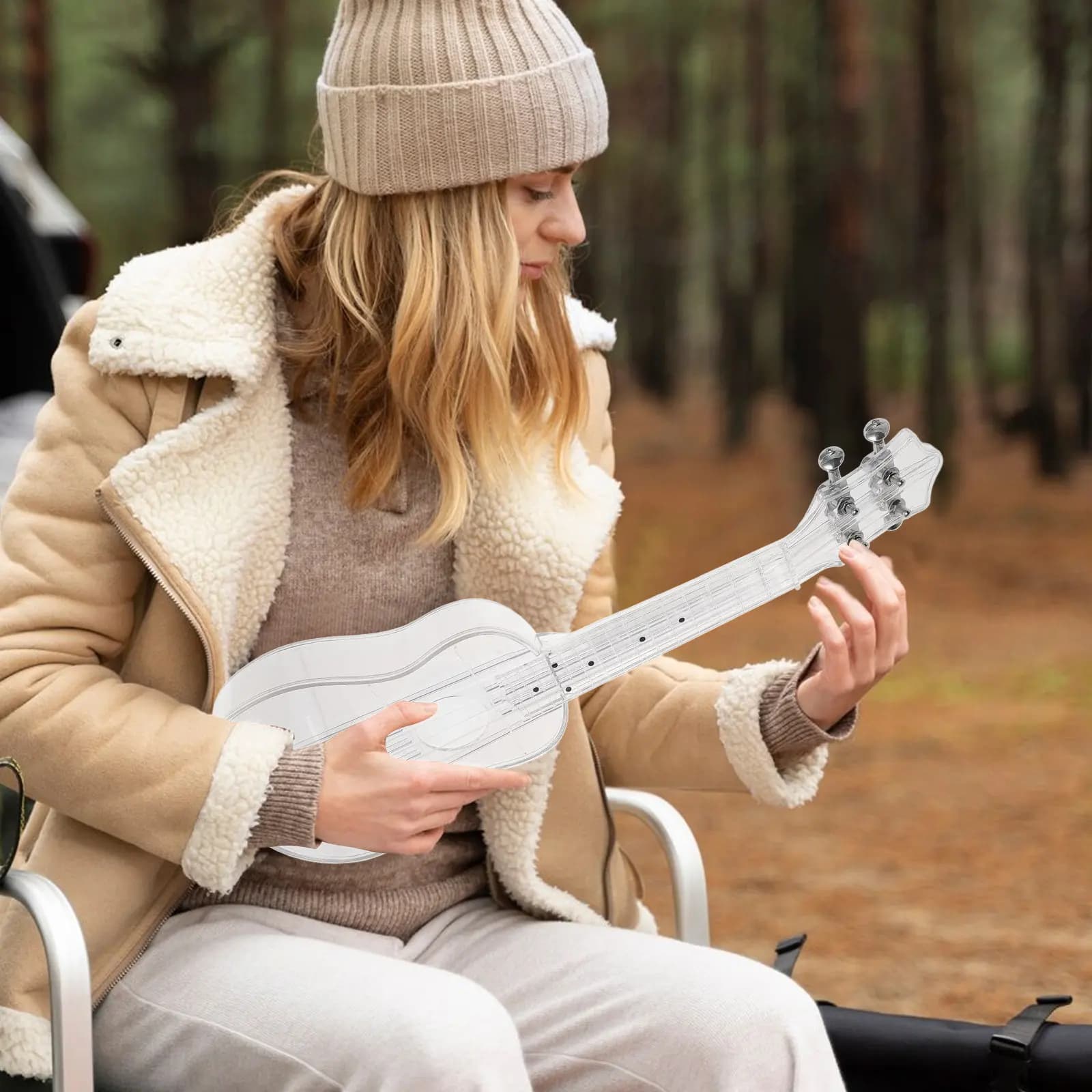 1 set di ukulele creativi trasparenti da 21 pollici Air-Nova, strumento portatile in composito con risonanza stabile per principianti adulti
