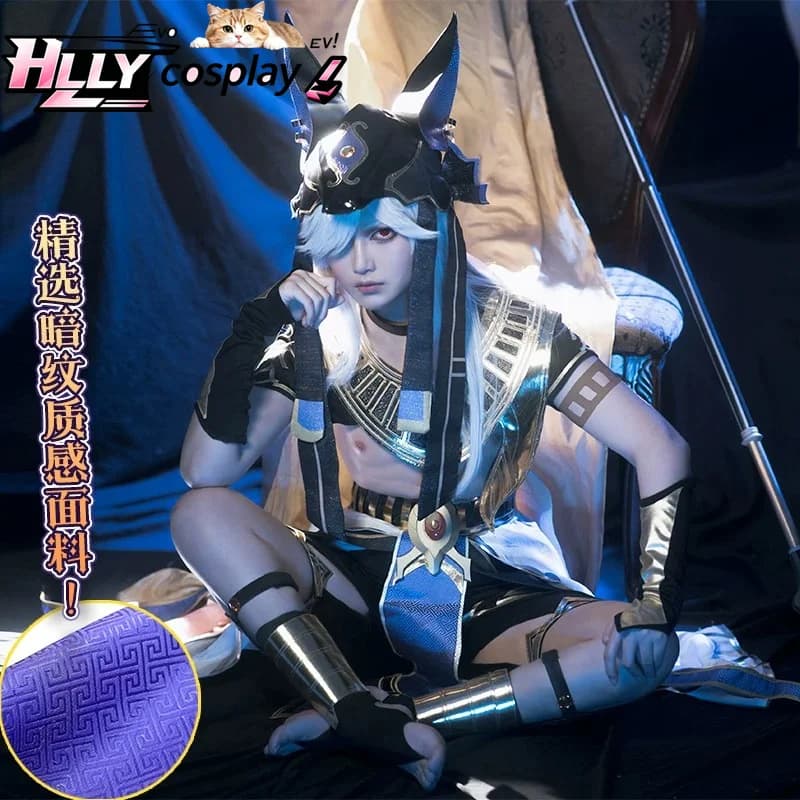 Genshin Impact Cyno Cosplay Costume Full Set - Sumeru General Mahamatra Outfit Headpiece Accessories for Halloween Party Female