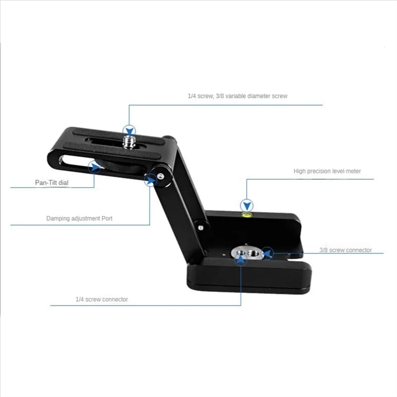 B48A 1 PCS Z Type Tilt Tripod Head Folding Tilt Foldable Convenient Single Quick Release Plate Stand Holder Camera Bracket Porta