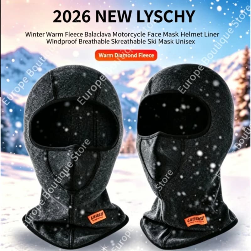 Nuova Passamontagna Invernale LYSCHY 2026 in Pile Caldo, Maschera Moto, Sottocasco Antivento Traspirante, Maschera da Sci Unisex