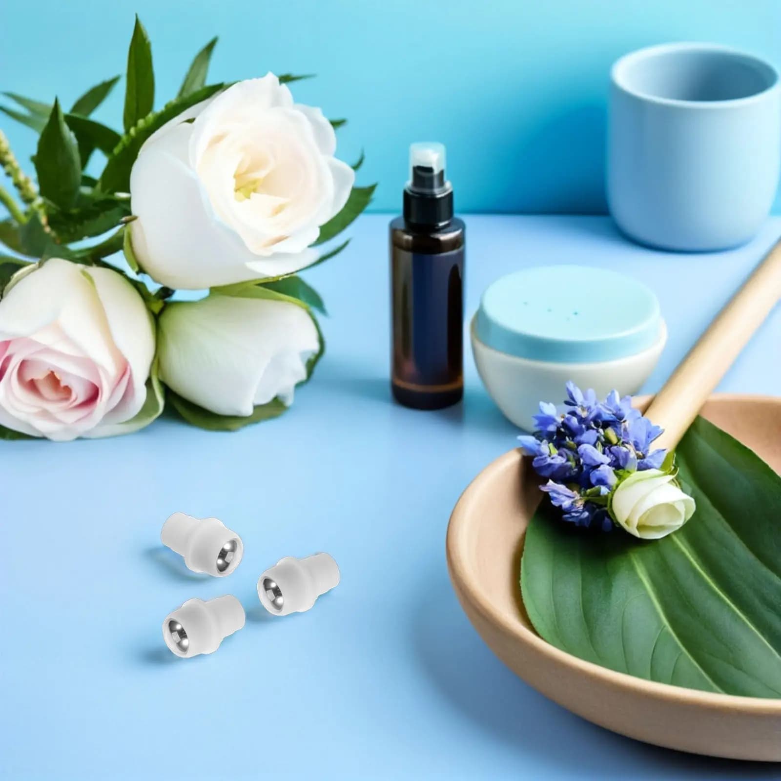 50Pcs Essential Oil Roller Ball Caps Leakproof Steel Roller Insert Refillable Perfume Bottle Tops Travel Aromatherapy Roll on