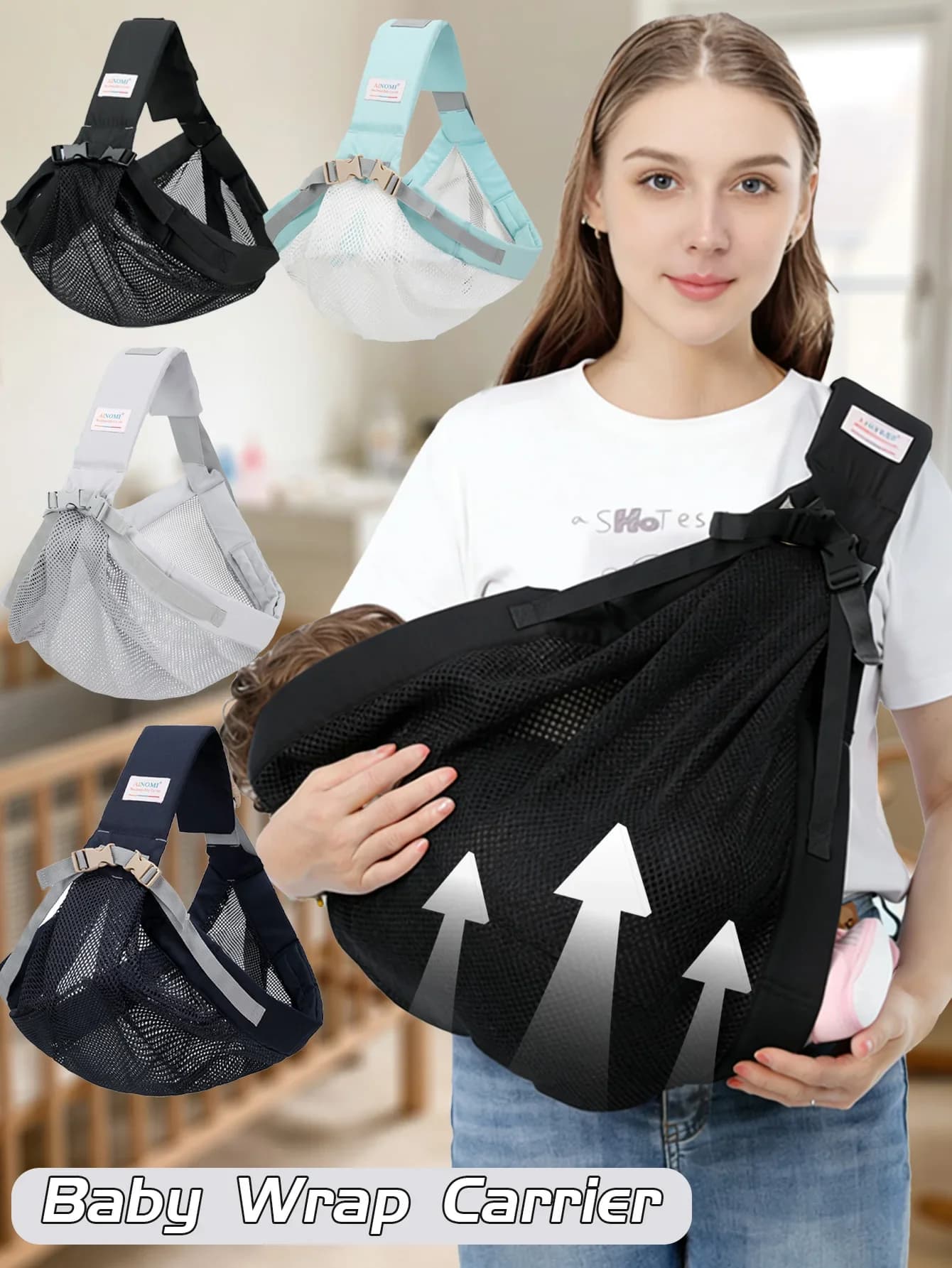 Marsupio Traspirante per Neonati e Bambini, Adatto per Neonati e Bambini Piccoli, Carico Massimo 20kg, Design Multifunzionale Regolabile