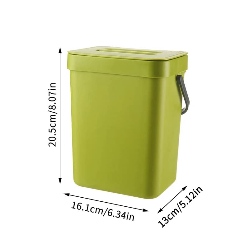 Space Saving Quiet Close Trash Can 3L Eco-Friendly Sealed Bin For Kitchen & Office Wall Mounted Garbage Bin