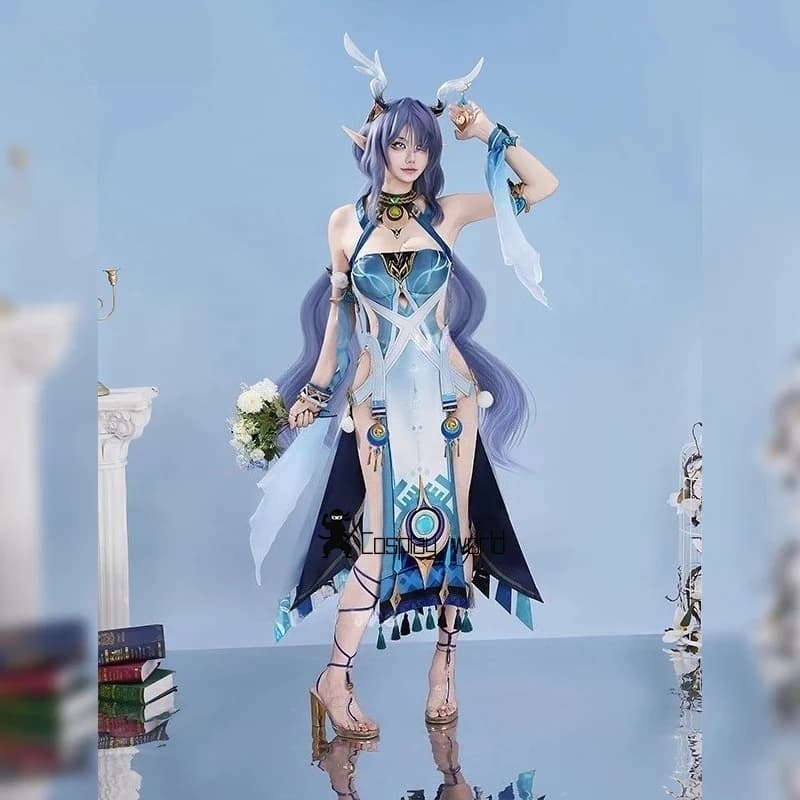 Serie Cosplay Lauma in Collaborazione: Costume Cosplay Lauma di Genshin Impact con Orecchie, Taglie XS-2XL, Costume di Halloween