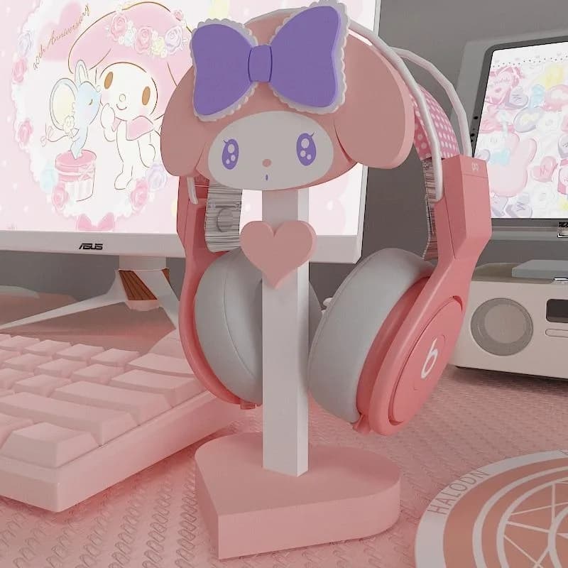 Supporto per Cuffie Anime Sanrio Melody, Porta Cuffie Rosa Carino a Tema Anime, Regalo per Ragazze, Adolescenti, Giocatrici, Kawaii