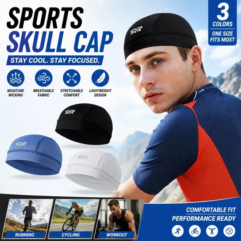 New Men's Cooling Skull Cap for Cycling Running and Motorcycle Use Quick Dry Sweat Wicking Helmet Liner Sun Protection 1/2PCS