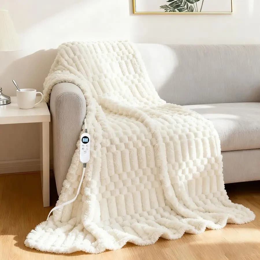 Coperta Riscaldante in Flanella, Coperta Elettrica 50X60 con Certificazioni ETL e FCC, 12 Livelli di Riscaldamento e Spegnimento Automatico