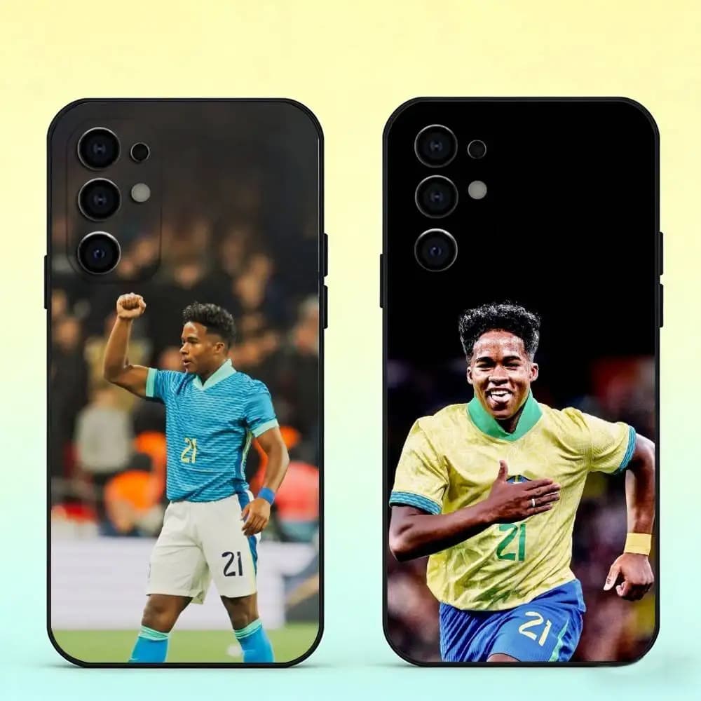 Cover per telefono Football Endrick-K per Samsung S25, S24, S21, S22, S23, S30, Ultra, S20, Plus, FE, Lite, Note, 10, nera