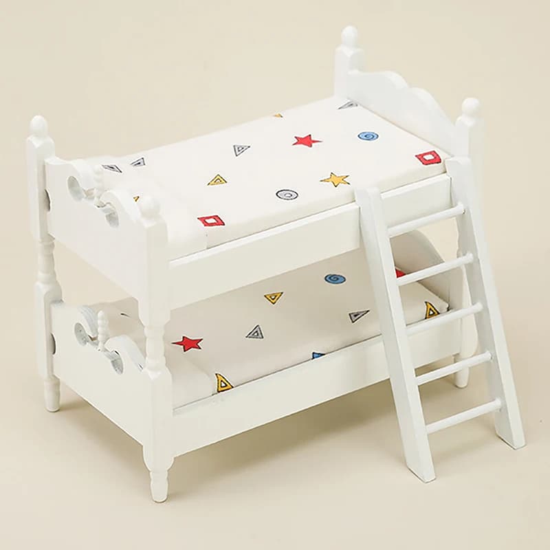 1PC casa delle bambole in miniatura piccolo letto a castello in legno modello accessori per mobili per la decorazione della casa delle bambole bambini finta gioca con i giocattoli