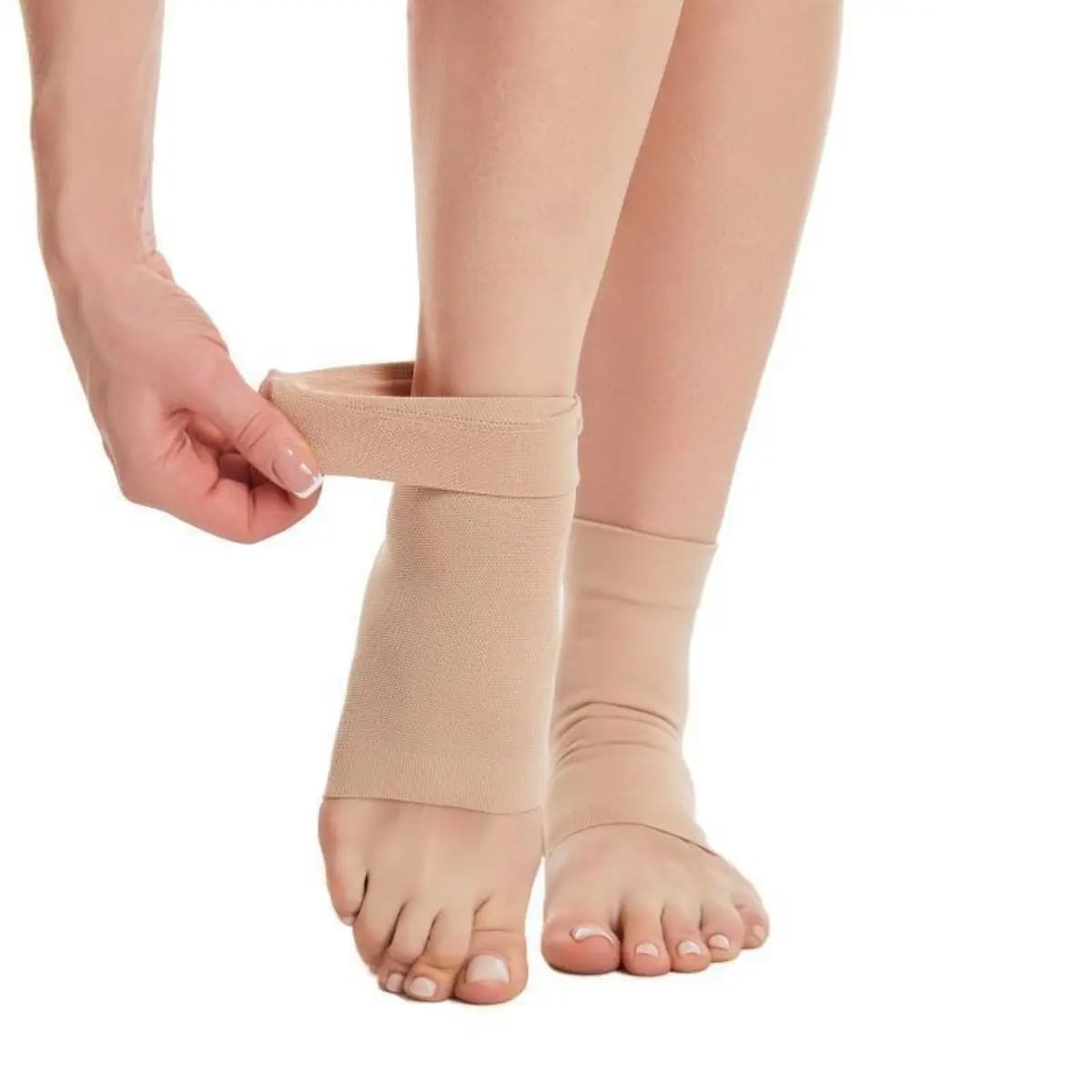 Calzini a compressione con punta aperta e manica a compressione alla caviglia per gonfiore, distorsione, supporto per l'arco plantare per uomini e donne