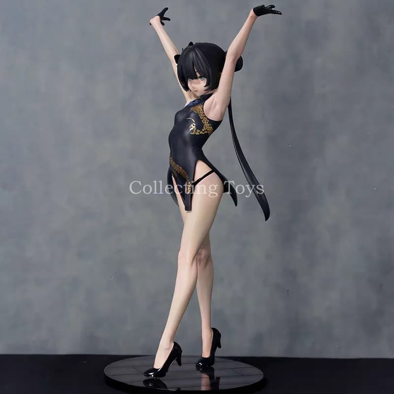 Blue Archive Kisaki Ryuuge - Statuetta Anime in PVC Scala 22cm, Cheongsam Nero, Braccia Sollevate, Base Colorata, Giocattolo da Collezione per Cosplay
