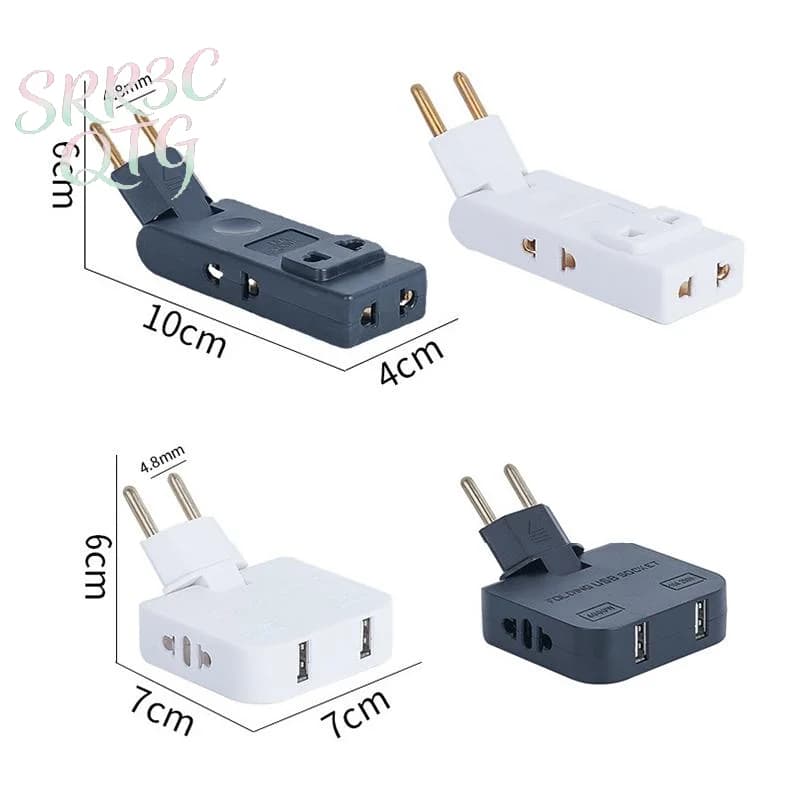 EU Plug Adapte 4 in 1 Wall Outlet Extension Eu Electrical Socket 180 Degree Plug Adapter Travel Aadapter Portable Power Converte