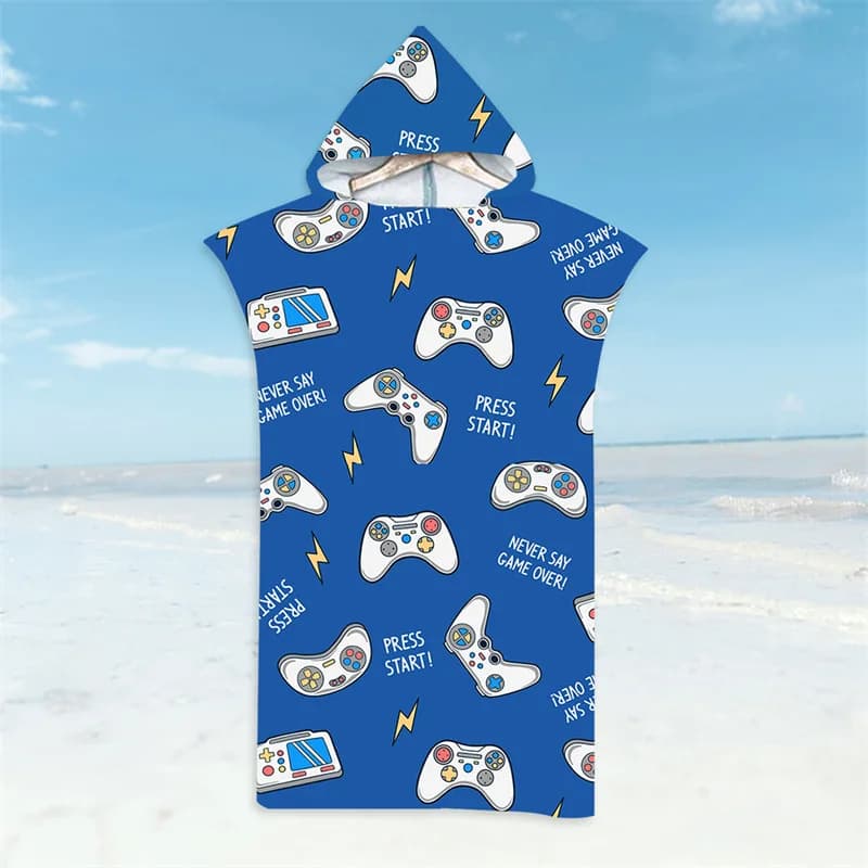 Cute Girls Boys Accappatoio Estate Mare Asciugamano da spiaggia Asciugamani da bagno ad asciugatura rapida Mantello leggero con cappuccio Swim Surf Donna Uomo Poncho