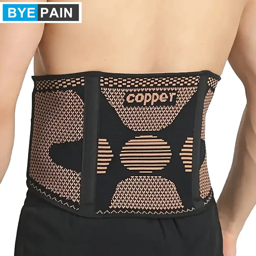 1 pz tutore di supporto per la parte bassa della schiena, cintura di supporto lombare, tutore per la schiena a compressione infuso di rame flessibile leggero per uomo donna