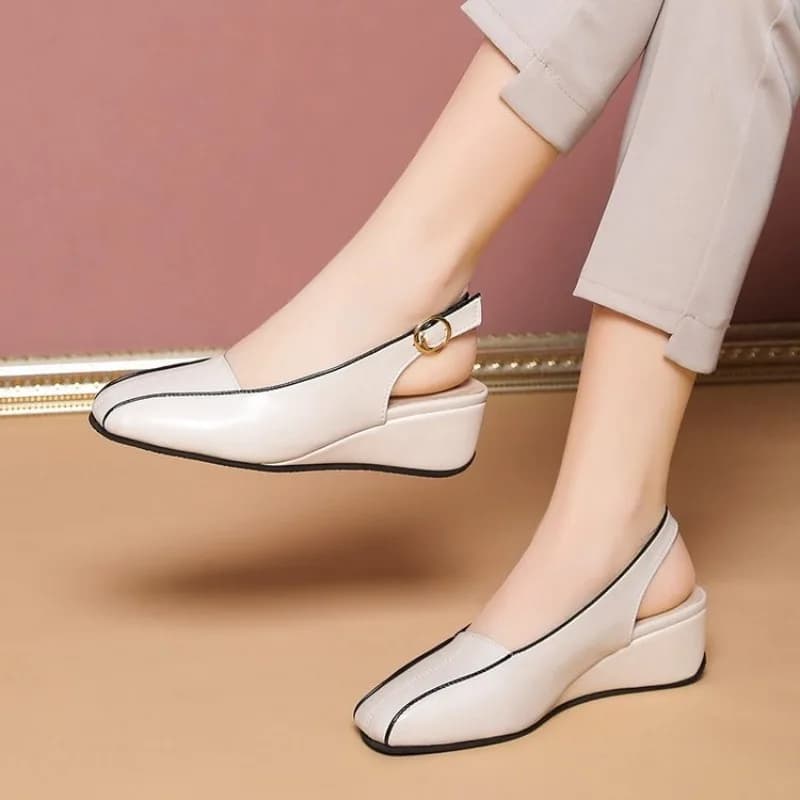 French Leather Women Shoes New High Quality Oxfords Slip on Sandals for Women Trendy Retro Slope Heel Casual Shoes Spring Autumn