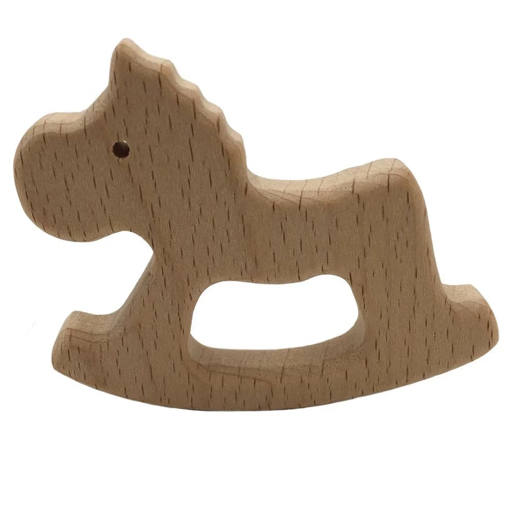 Wooden Animal Teether Baby Teether Infant Natural Wood Teething Toys Toddler Grinding Teeth Teethers Accessories Safety Shap