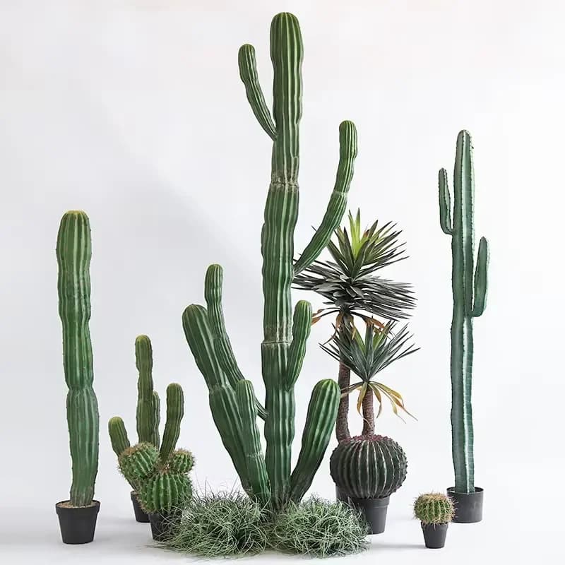 Giant Artificial Moroccan Cactus 160-306cm PE Faux Cactus Plant with Iron Base for Hotel Office Mall Decor