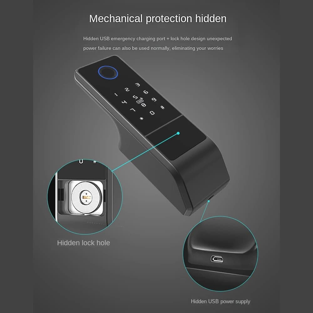 Impermeabile Tuya Wifi Smart Door Lock Password digitale Doppio impronta digitale Serratura elettronica per porta esterna in ferro - [A49T]