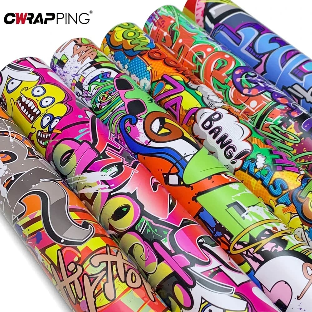 Adesivi Divertenti per Auto, Pellicola Vinilica con Stampa Graffiti, Adesivi Impermeabili Fai-da-Te per Rivestimento Auto, Moto e Caschi