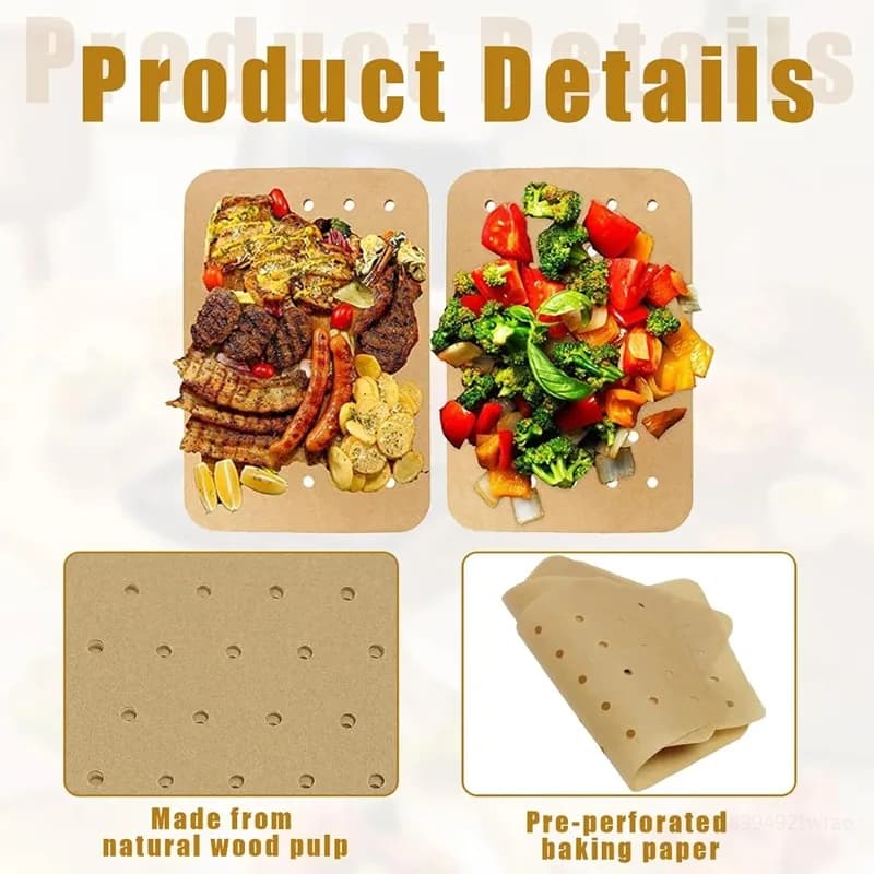 300PCS Disposable Air Fryer Liners Nonstick Perforated Parchment Paper Compatible with Ninja DZ201 Foodi 2-Basket Good for Party