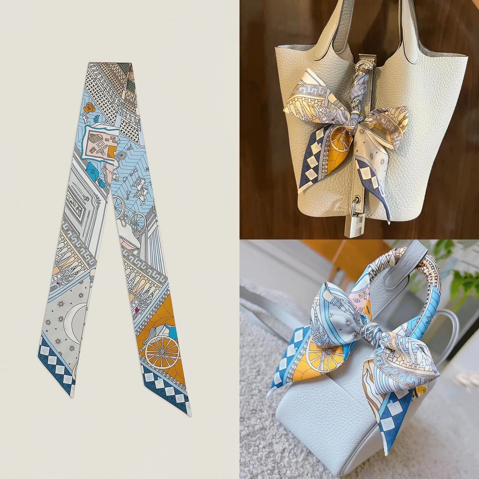 Exotic Printed Silk Scarf for Elastic Hair Bags Tilted Edge on both sides Close Strip Multipurpose Simulation Satin Tape
