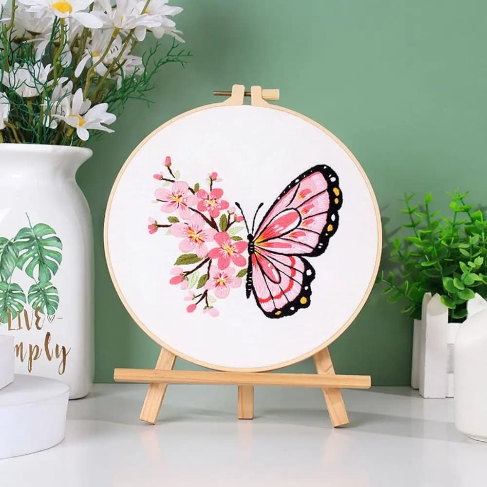 Arts Flower Embroidery Handmade DIY Crafts Embroidery Hoop Needle Thread Needle Punch Cross Stitch Kit Beginners