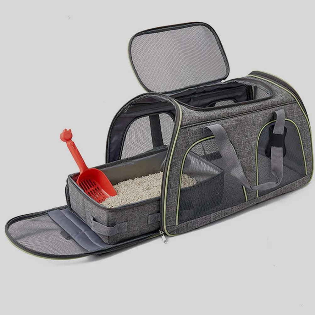 Foldable Cat Travel Litter Box with Scoop Portable Large Capacity Waterproof Oxford Cloth Cat Potty Toilet Training Kit Indoor